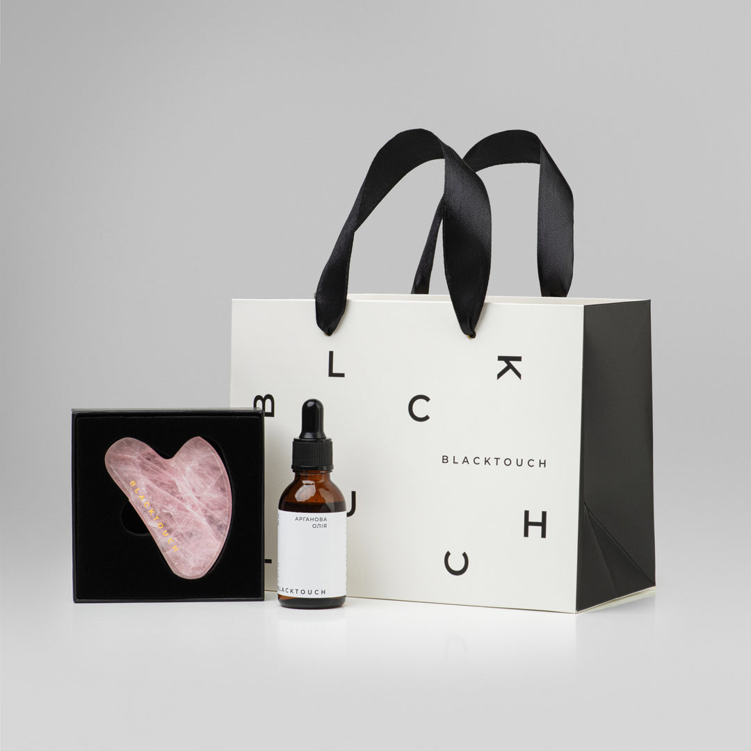 Подарунковий набір "Rose quartz gua sha & cosmetic oil" - BLACKTOUCHUKRAINE