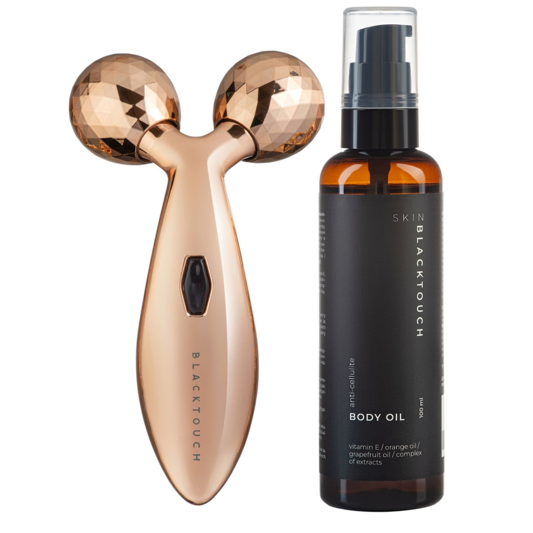 Комплект "3D roller & body massage oil" - BLACKTOUCH