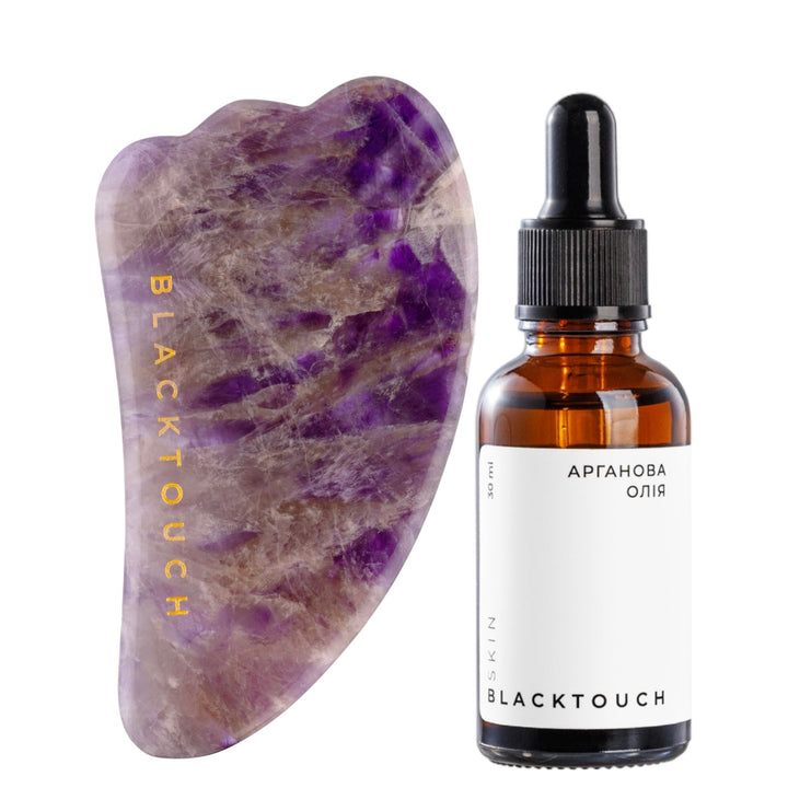 Комплект "Amethyst gua sha & argan oil" - BLACKTOUCH