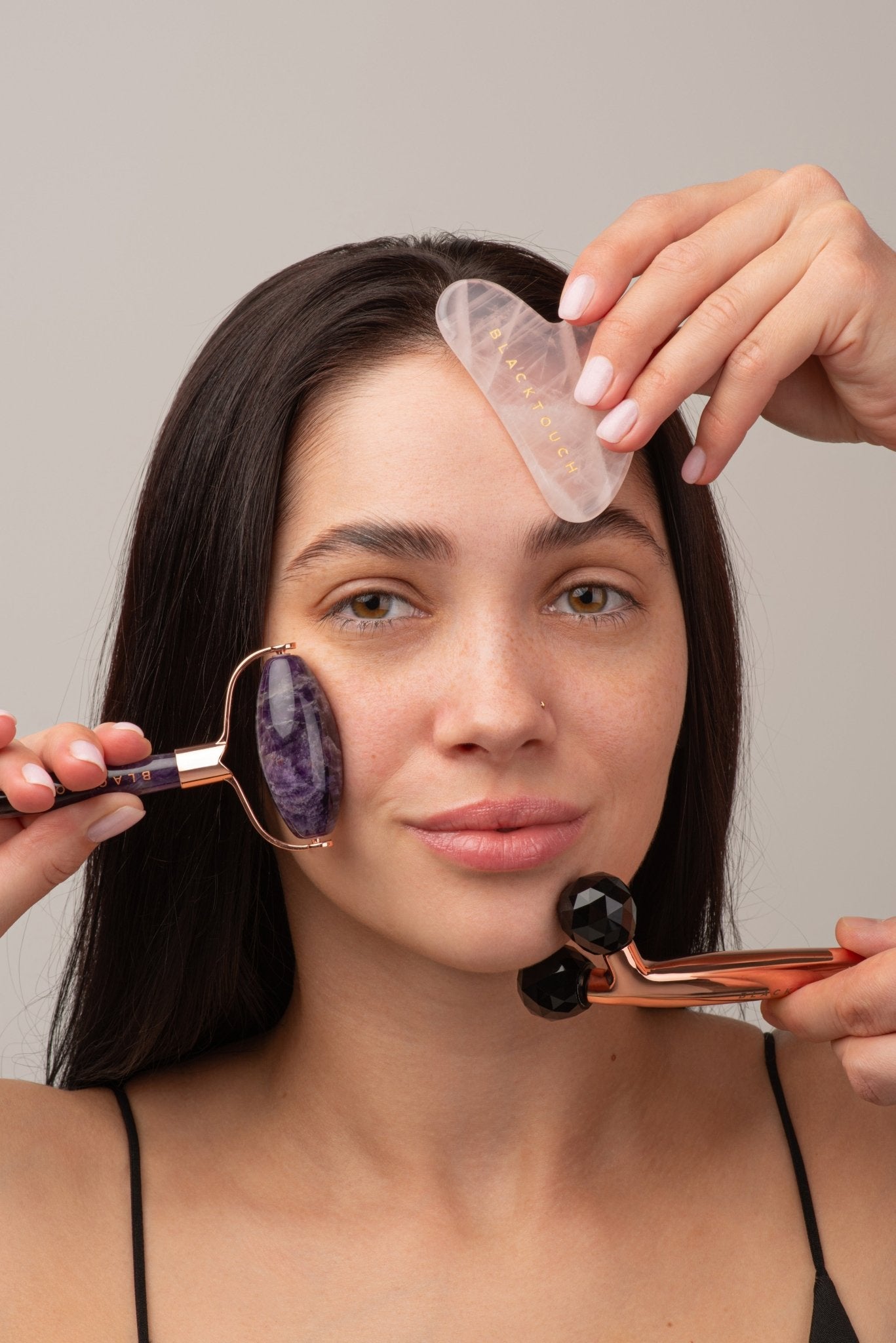 Комплект "Amethyst gua sha & roller" - BLACKTOUCH