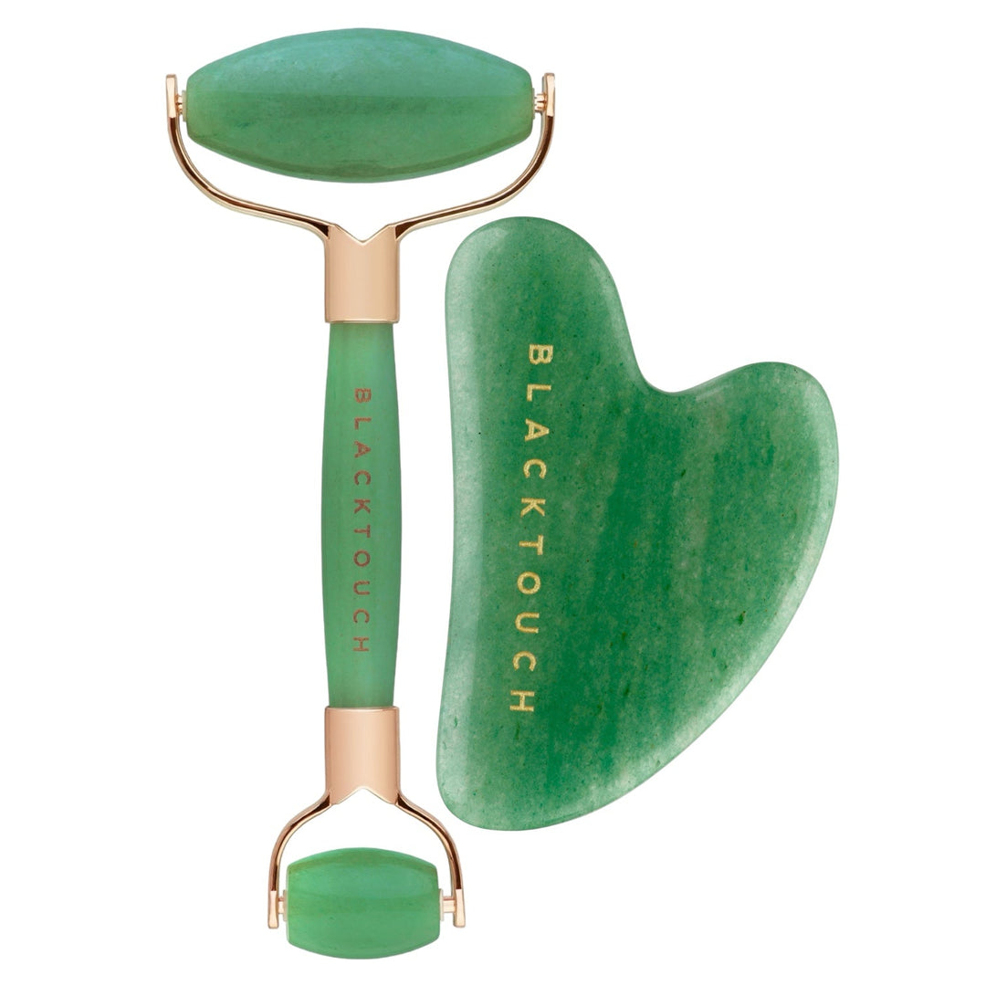 Комплект "Aventurine gua sha & roller" - BLACKTOUCH