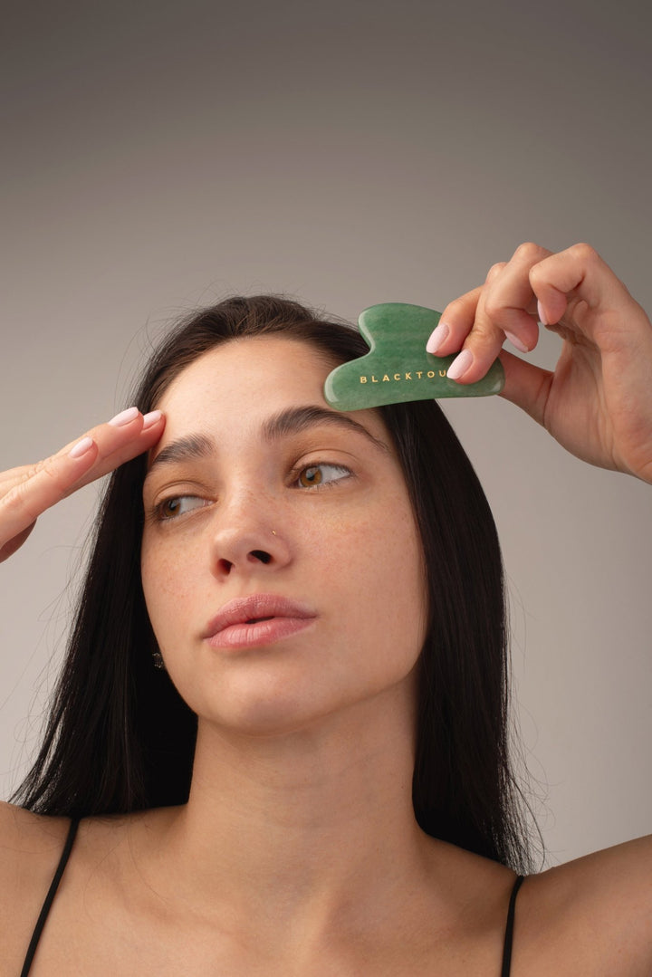 Комплект "Aventurine gua sha & roller" - BLACKTOUCH