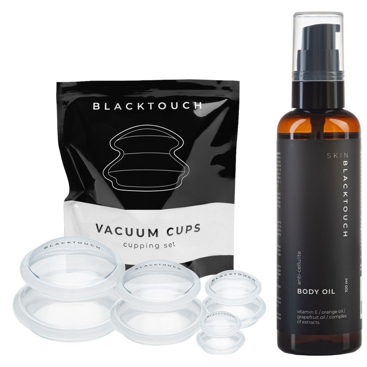 Комплект "Clear vacuum cups & anti - cellulite oil" - BLACKTOUCH