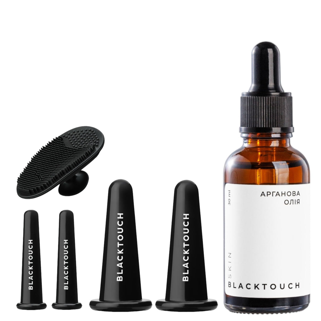 Комплект "Cosmetic oil & vacuum face cups" - BLACKTOUCH