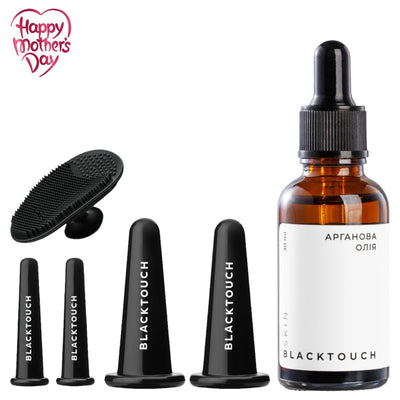 Комплект "Cosmetic oil & vacuum face cups" - BLACKTOUCH
