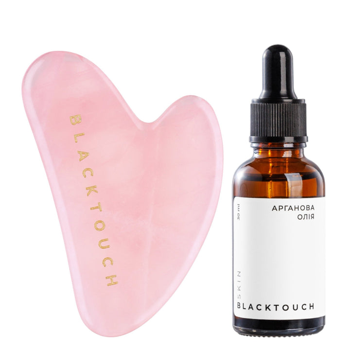 Комплект "Rose quartz gua sha & cosmetic oil" - BLACKTOUCH