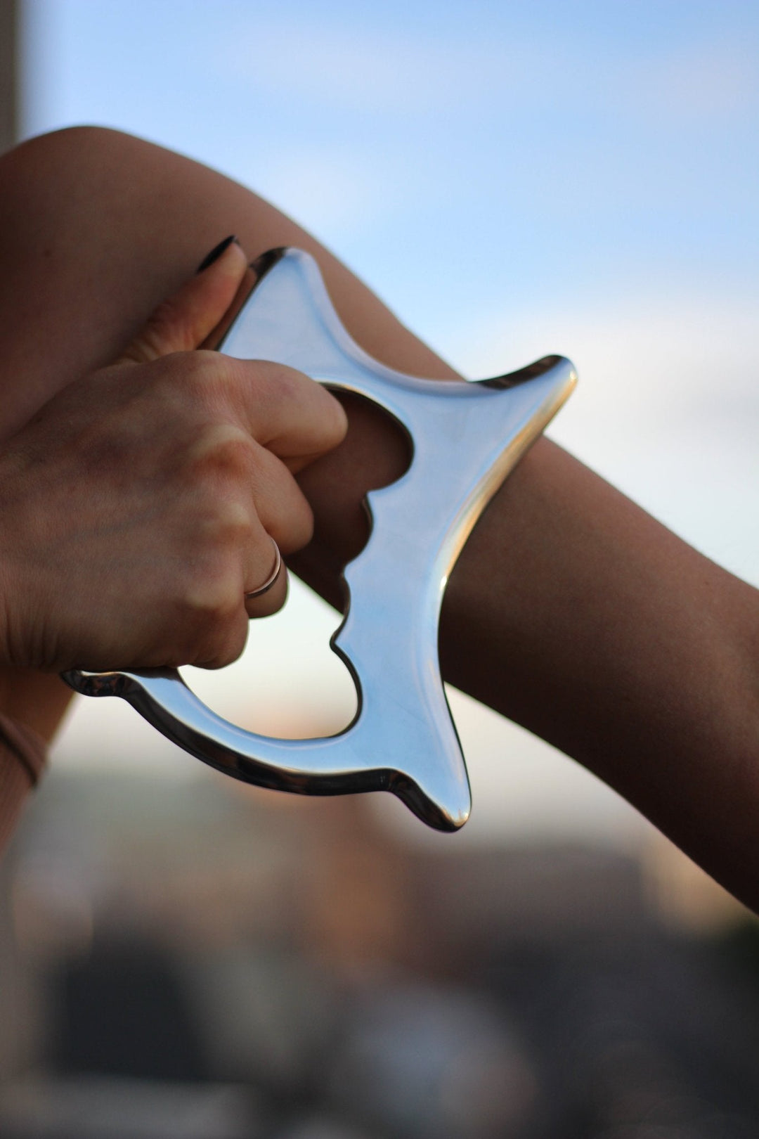 КОМПЛЕКТ "Steel Gua Sha & Anti-Cellulite Oil" - BLACKTOUCH