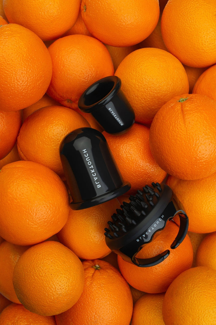 Комплект "Vacuum cups (2 pcs) + massager & anti-cellulite oil" - BLACKTOUCH