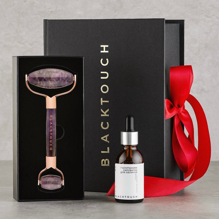 Подарунковий набір "Amethyst roller & Hyaluronic serum" - BLACKTOUCH
