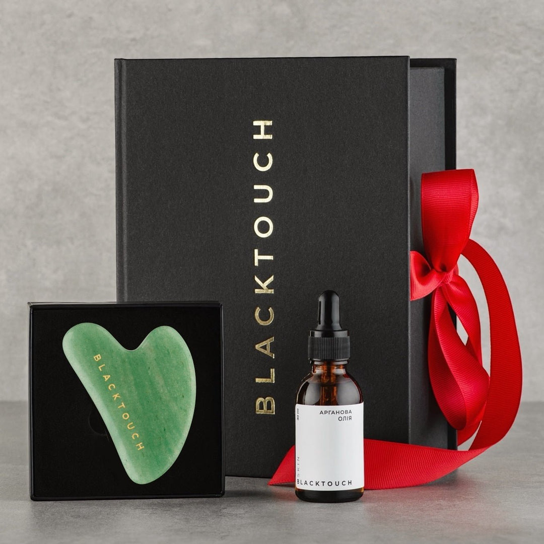 Подарунковий набір "Argan oil & Aventurine gua sha Set" - BLACKTOUCH