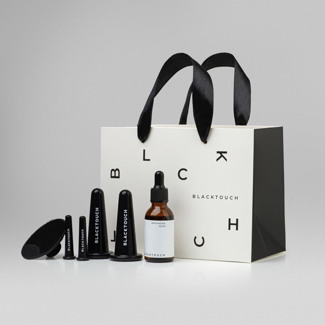 Подарунковий набір "Cosmetic oil & vacuum face cups" - BLACKTOUCH