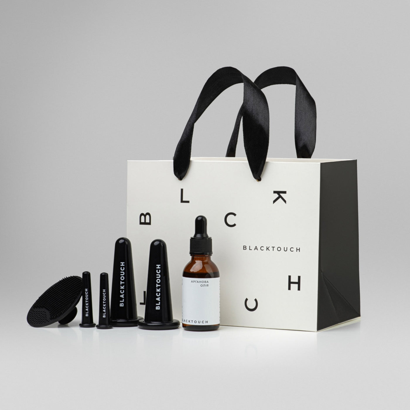 Подарунковий набір "Cosmetic oil & vacuum face cups" - BLACKTOUCH