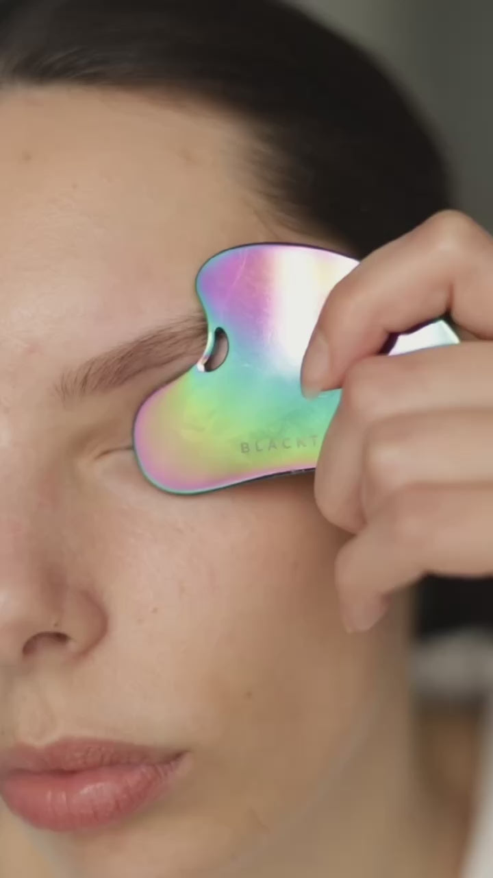 Металевий шкребок "Rainbow" для гуа-ша масажу обличчя (без отвору)