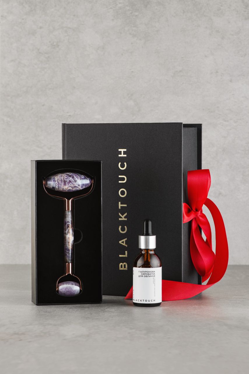 Комплект аметистовий ролик і гіалуронова сироватка - BLACKTOUCH