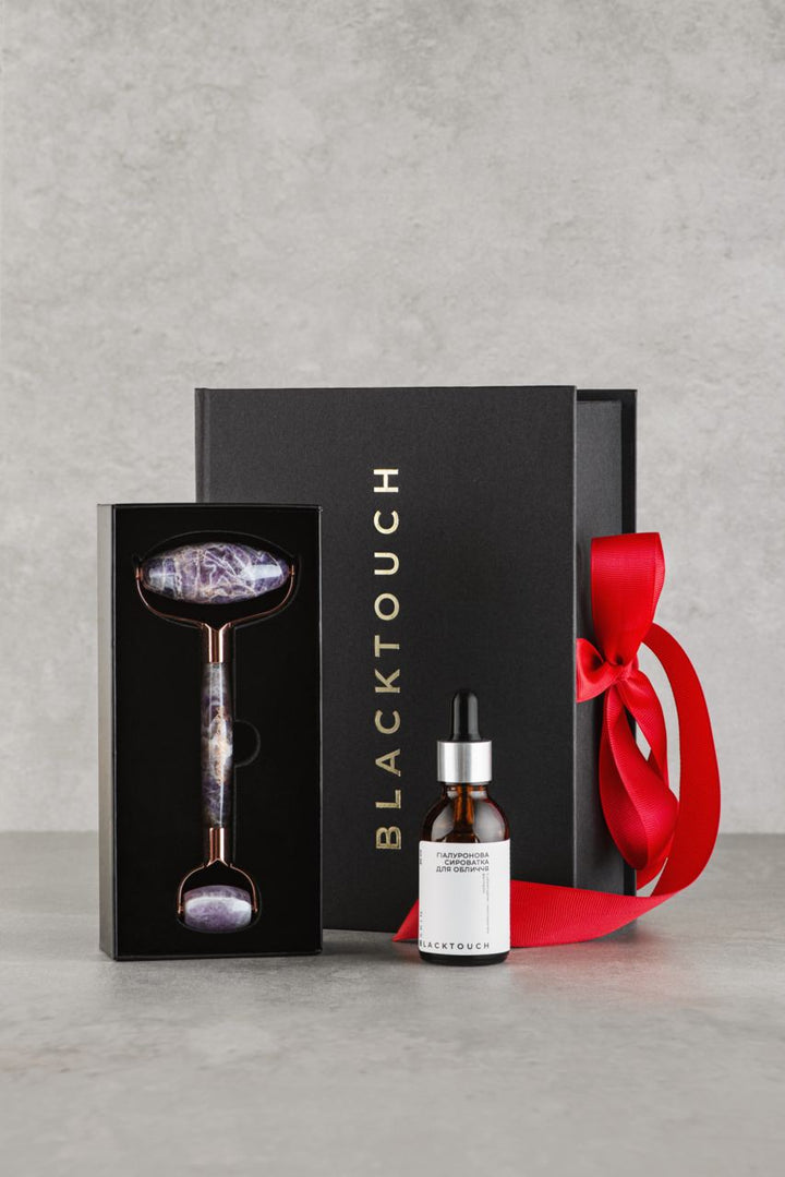 Комплект аметистовий ролик і гіалуронова сироватка - BLACKTOUCH