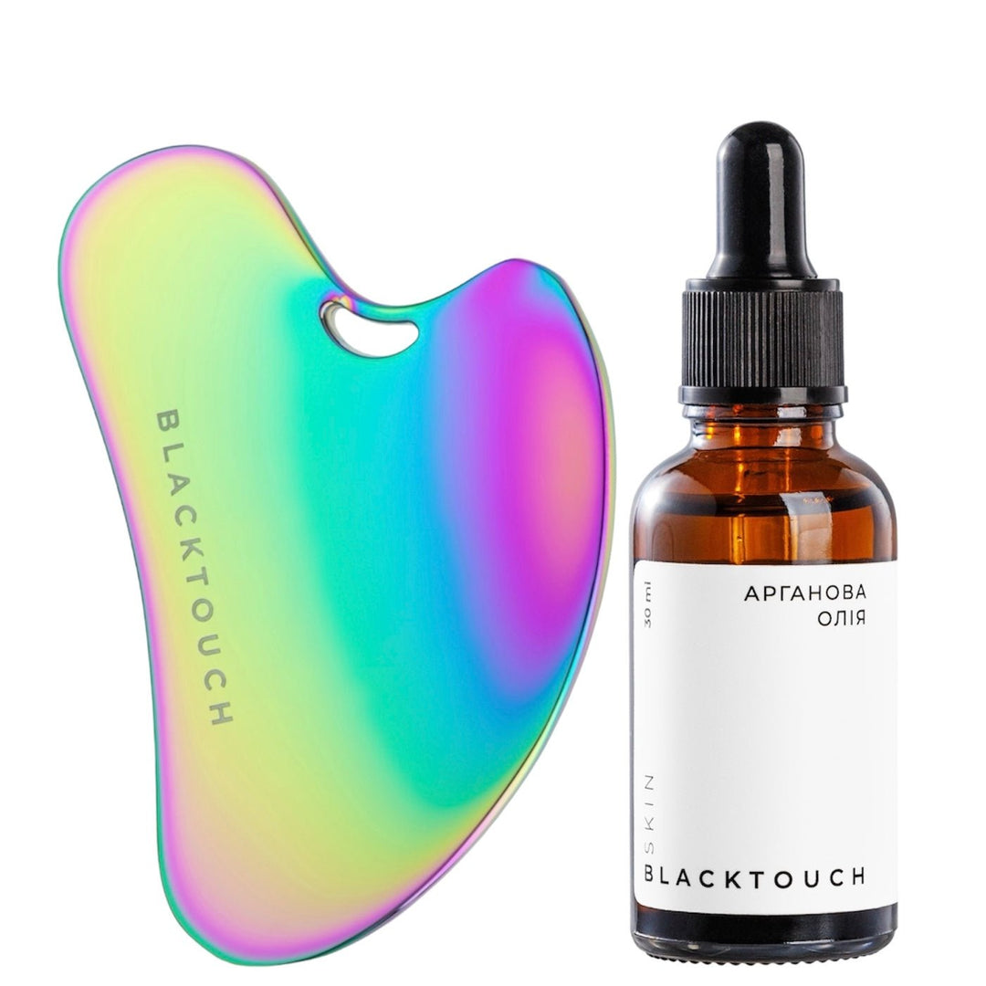 Комплект "Rainbow gua sha & cosmetic oil" - BLACKTOUCH