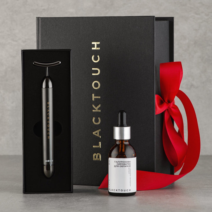 Подарунковий набір "Pulse Massager & Hyaluronic Serum Combo" - BLACKTOUCH