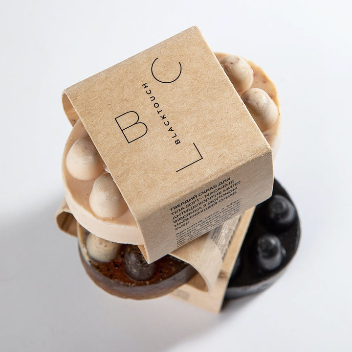 Твердий скраб для тіла soft - Масажне антицелюлітне мило - Вівсянка з молоком - BLACKTOUCH